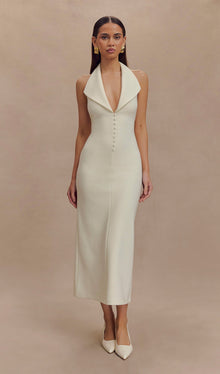 Crepe Halter Midi Dress