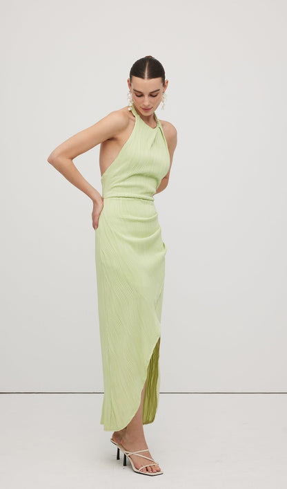 Solid Ribbed Halter Maxi Dress