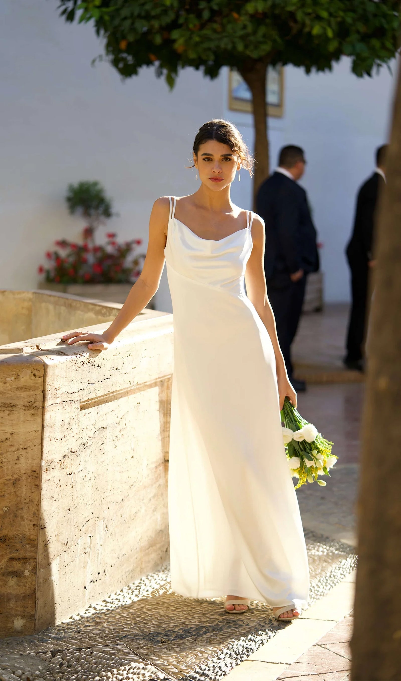 Satin Cowl-Neck Maxi Dress