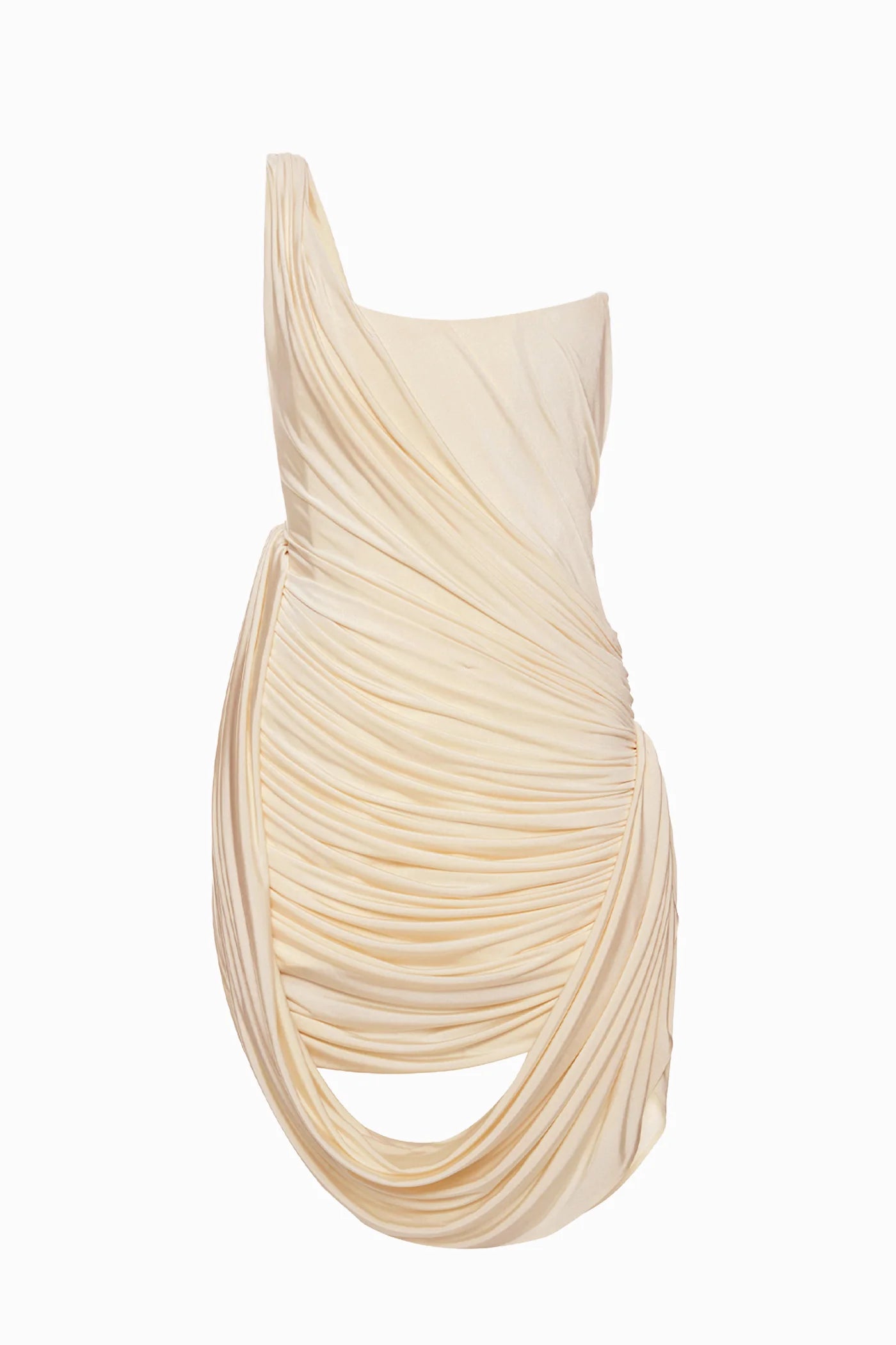 One-Shoulder Bandeau-Style Ruched Mini Evening Dress