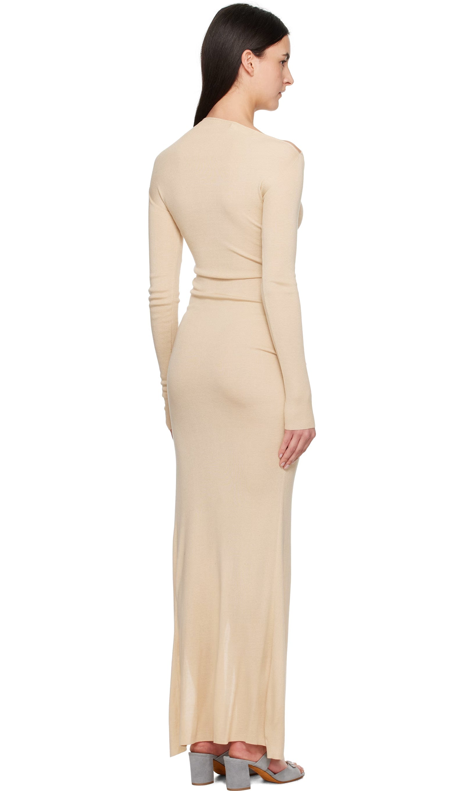 Irregular Solid Slit Maxi Dress