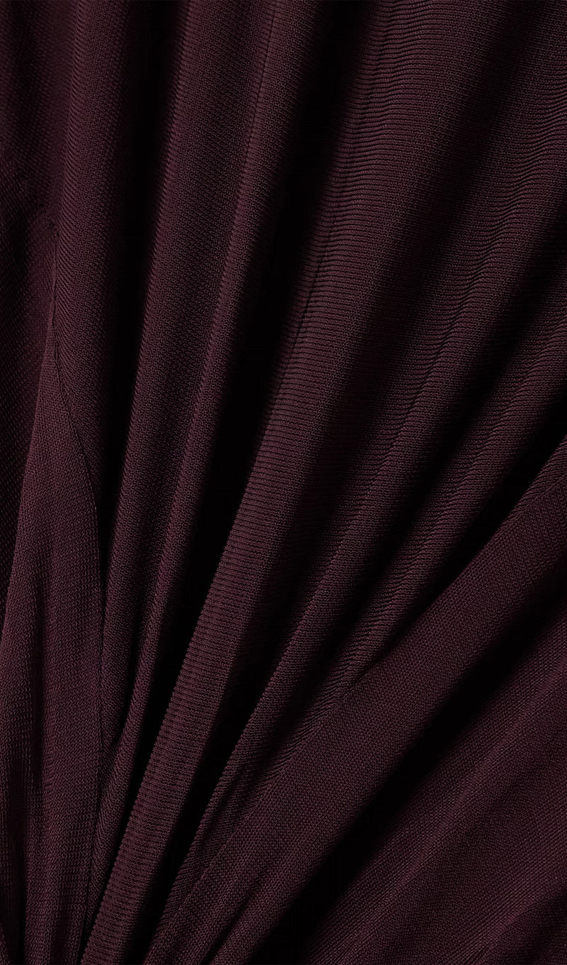 Draped Stretch Mesh Midi Dress