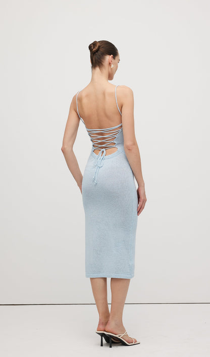 Knitted Halter Back Maxi Dress