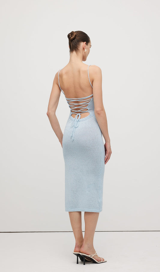 Knitted Halter Back Maxi Dress