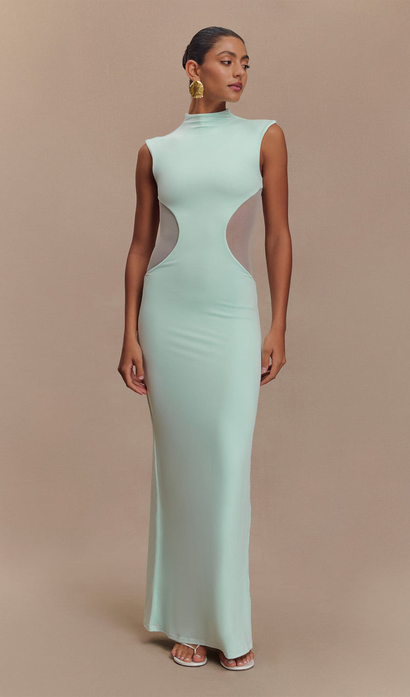 Slinky And Mesh Maxi Dress