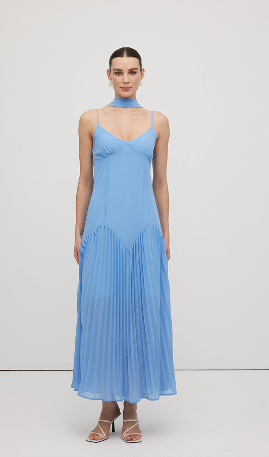 Plunge Front Ruffled Hem Midi Dress
