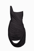 One-Shoulder Bandeau-Style Ruched Mini Evening Dress