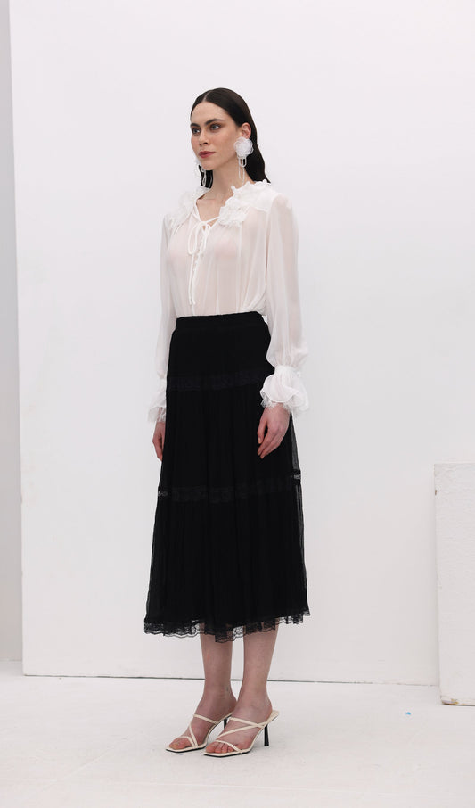 Frills Chiffon Ruffle Blouse Top