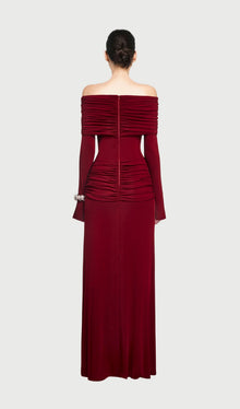 Jersey Draped Off-shoulder Maxi Dress