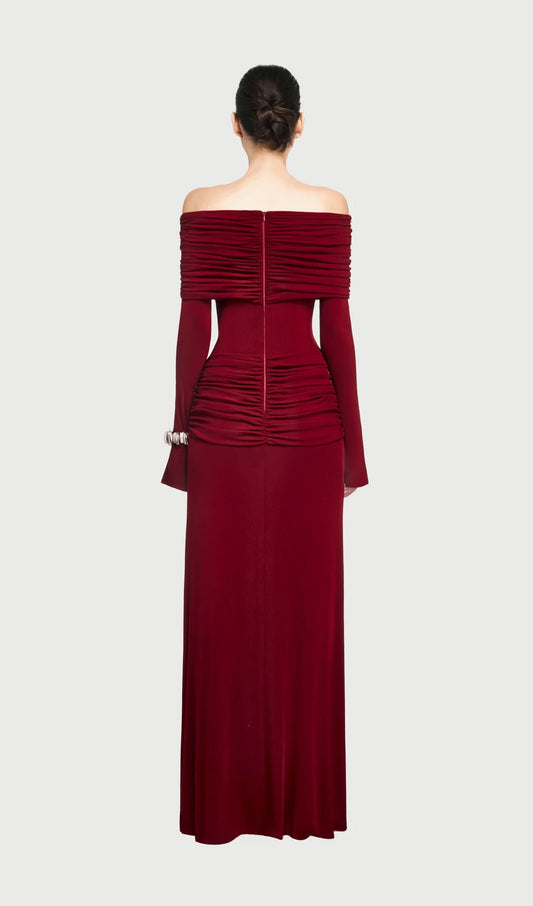 Jersey Draped Off-shoulder Maxi Dress