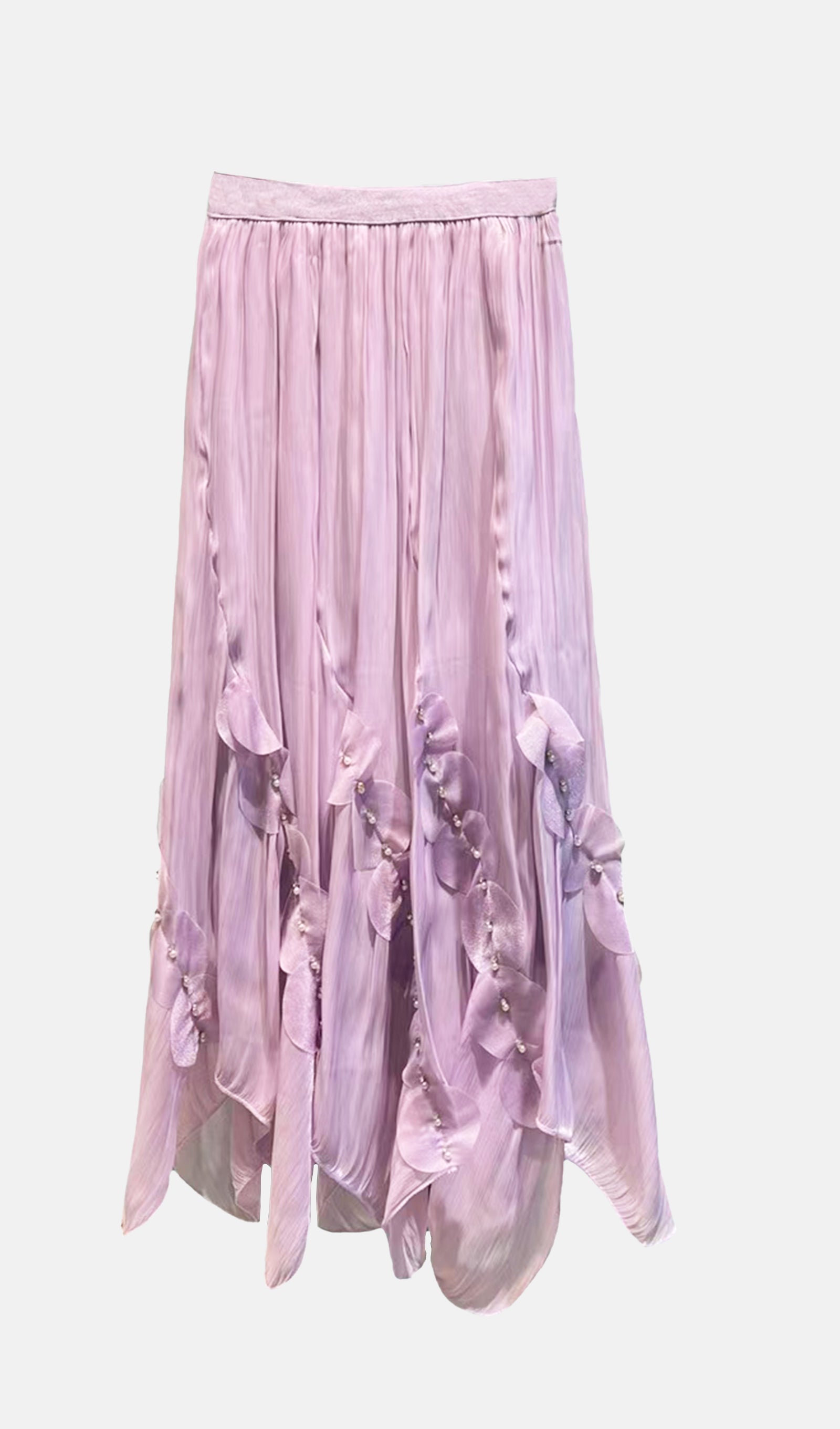 Solid Draped Midi Skirt