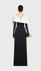 Asymmetrical Draped Shoulder Pleat Maxi Dress