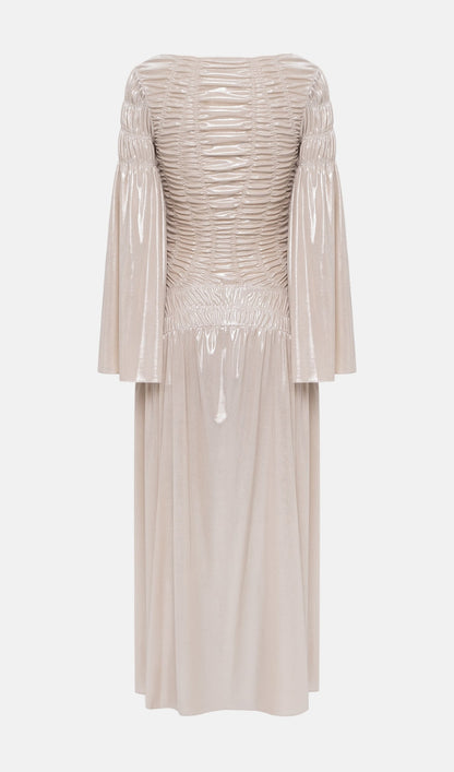 Metallic Elasticated Gathers Maxi Dress