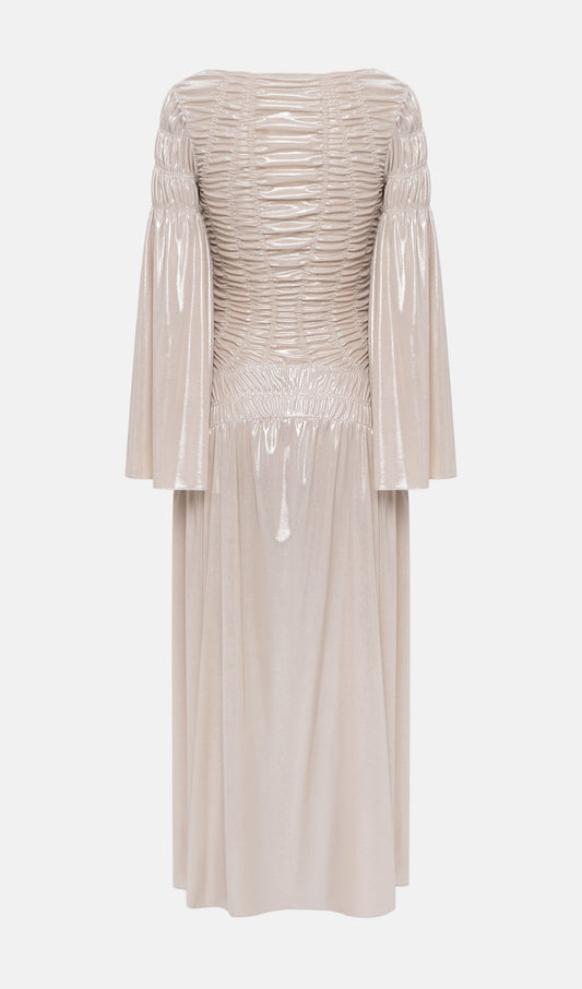 Metallic Elasticated Gathers Maxi Dress