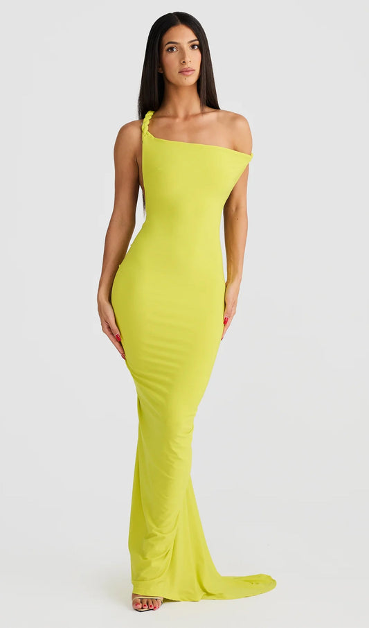 Open Back Pleated Fitted Maxi Dress