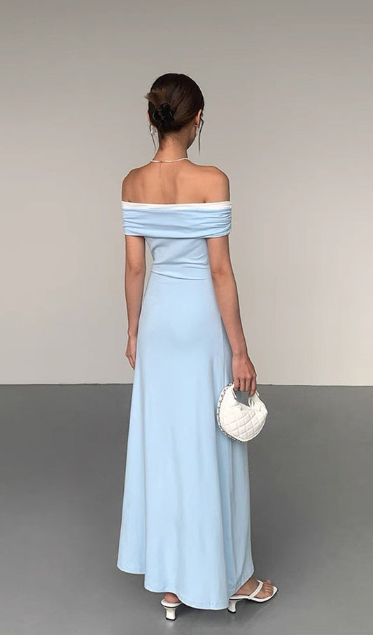 Solid Off Shoulder Midi Dress