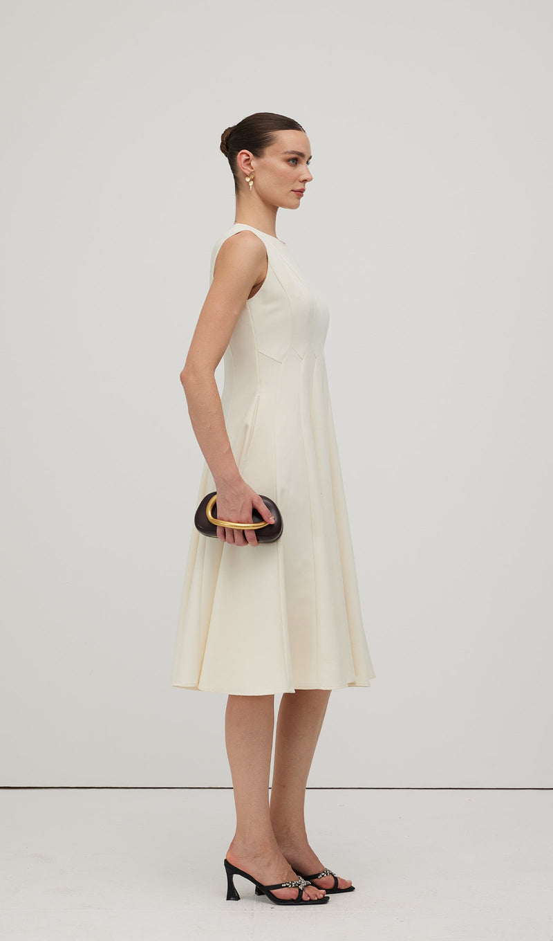 A Line Sleeveless Midi Dress