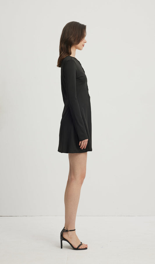 Hollow Out Mini Dress Black