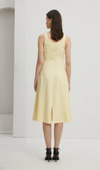 Pleated Split Midi Dress