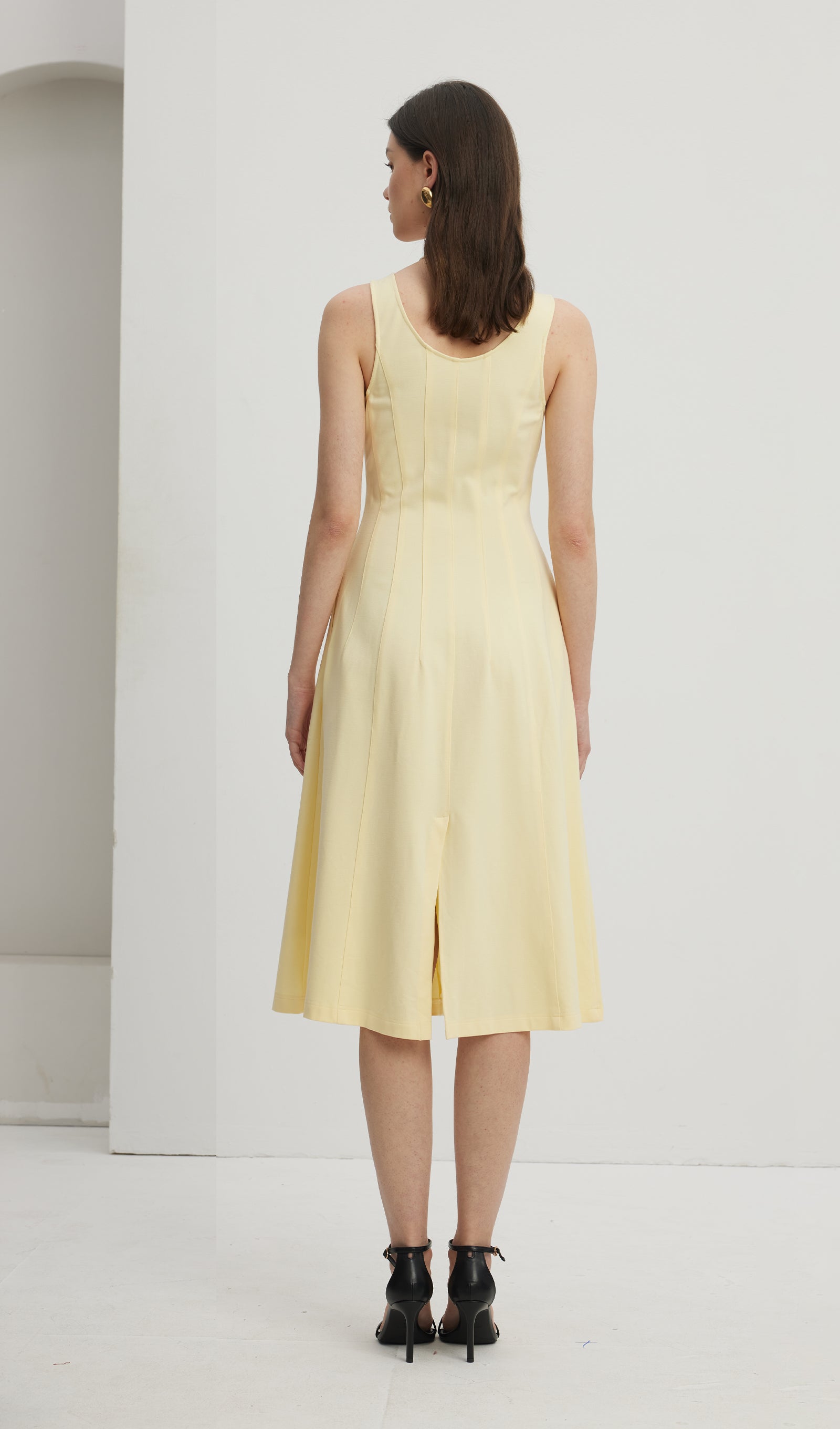 Pleated Split Midi Dress