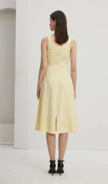Pleated Split Midi Dress