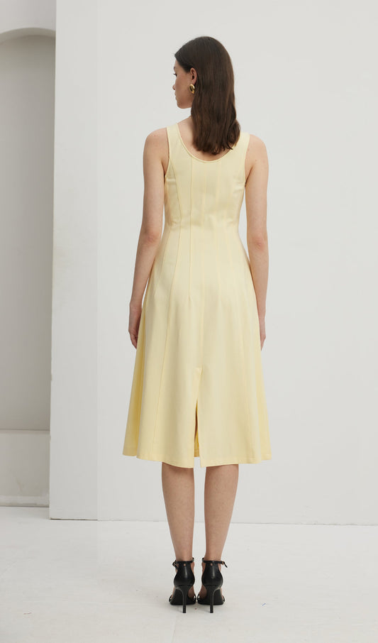 Pleated Split Midi Dress