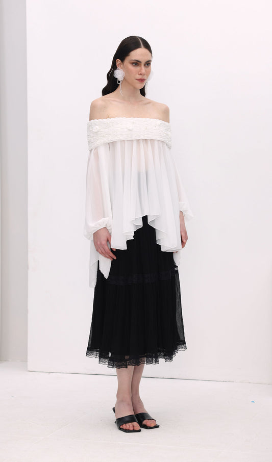 Off Shoulder Mesh  Mini Dress