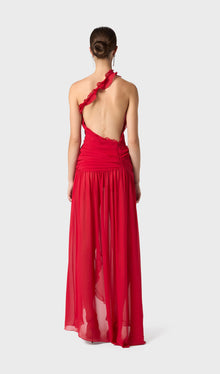 One Shoulder Georgette Maxi Dress