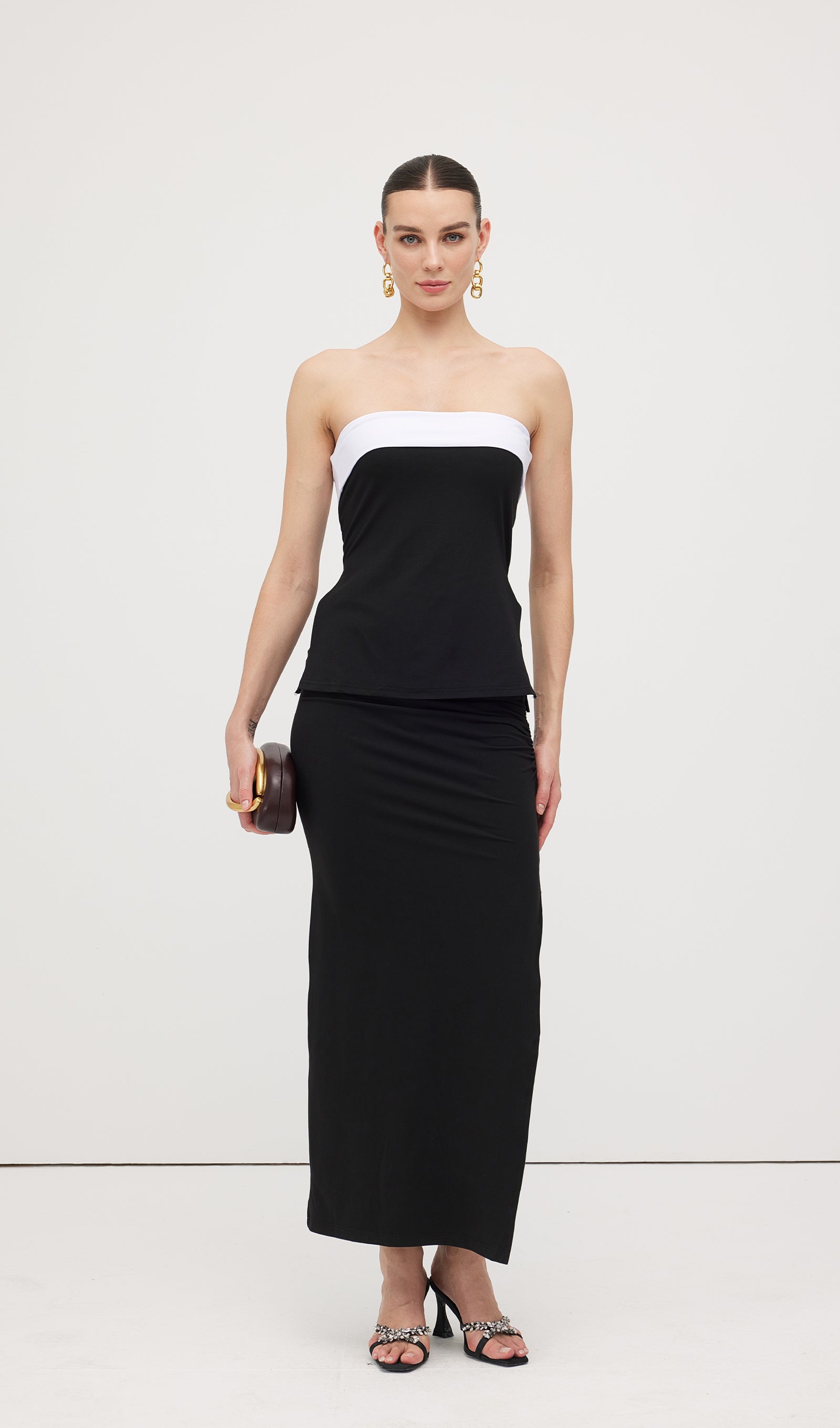 Solid Split Maxi Skirt