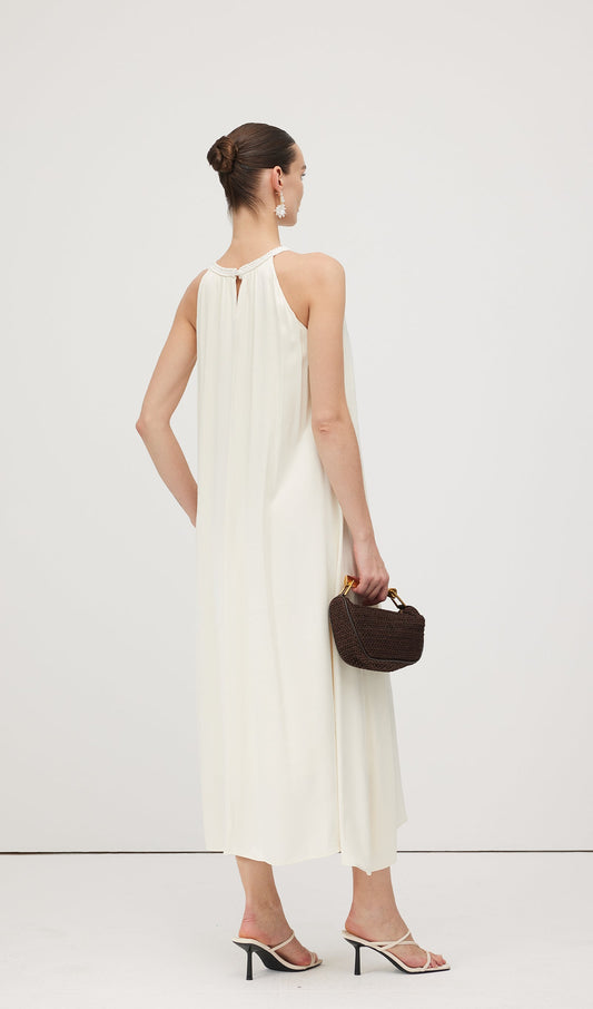 Round Neck Hollow Sleeveless Midi Dress
