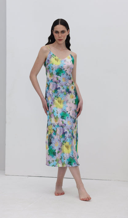 Flower Print Slip Midi Dress
