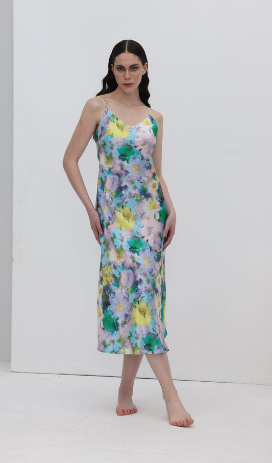 Flower Print Slip Midi Dress