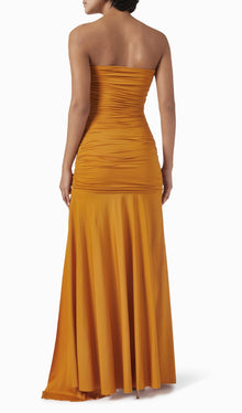 Off Shoulder Pleated Split Maxi Dress