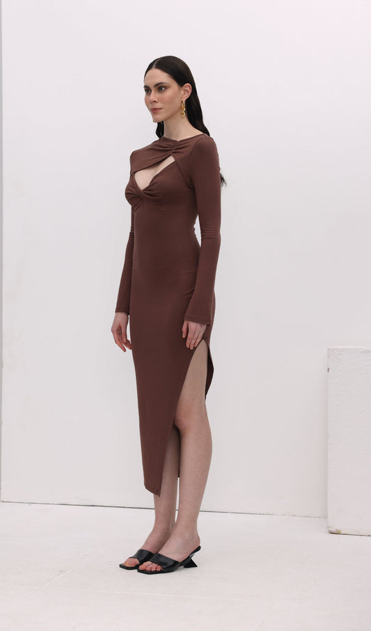 Cut Out Split Midi Dress
