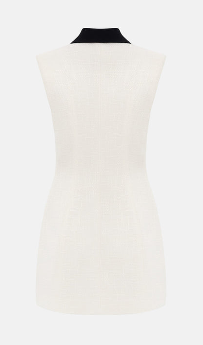 Tweed Contrast Collar Mini Dress