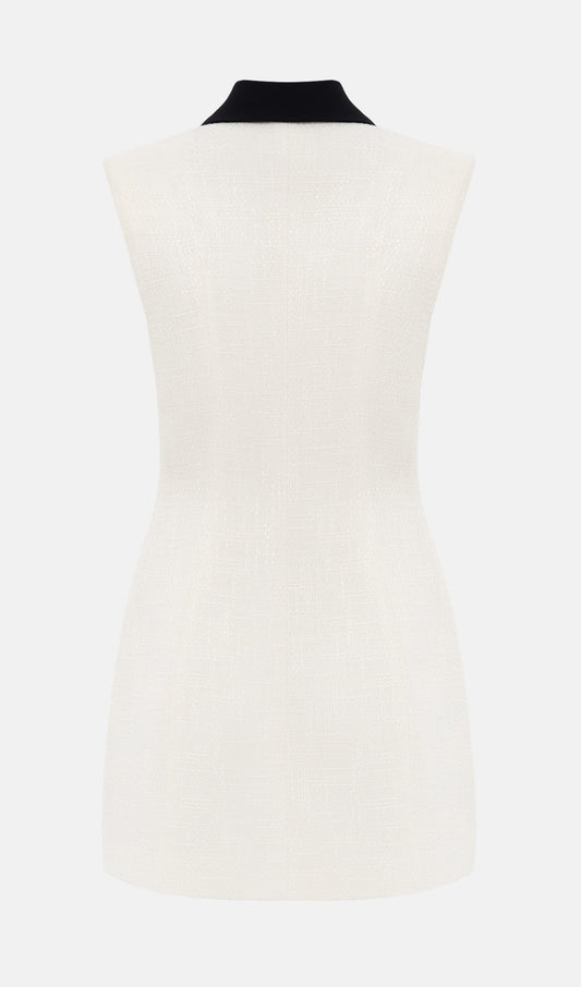 Tweed Contrast Collar Mini Dress