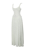 Ulissa Square Neck Jacquard Textured High Slit Maxi Dress