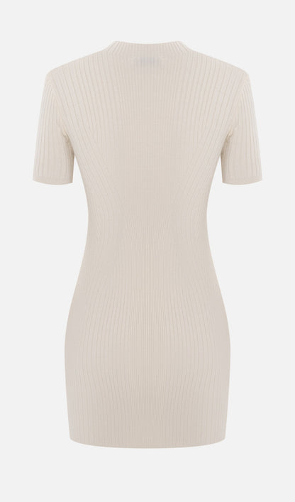 Short Sleeved Rib Knit Mini Dress