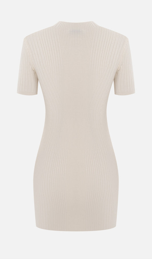 Short Sleeved Rib Knit Mini Dress