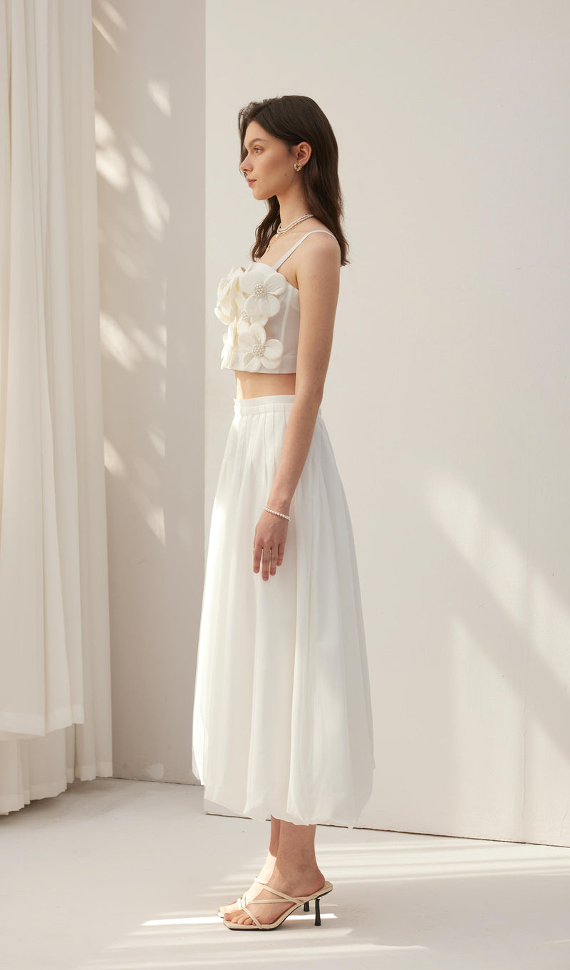 Flower Embellished Bra Top White