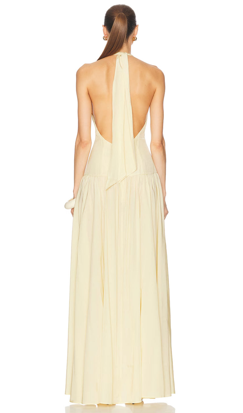 Halter V Neck Maxi Dress