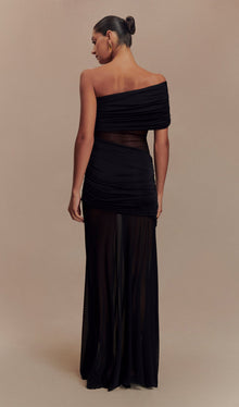 One Shoulder Mesh Maxi Dress