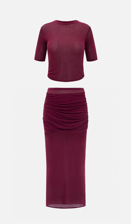 Short Sleeved Jersey Midi Skirt Sets