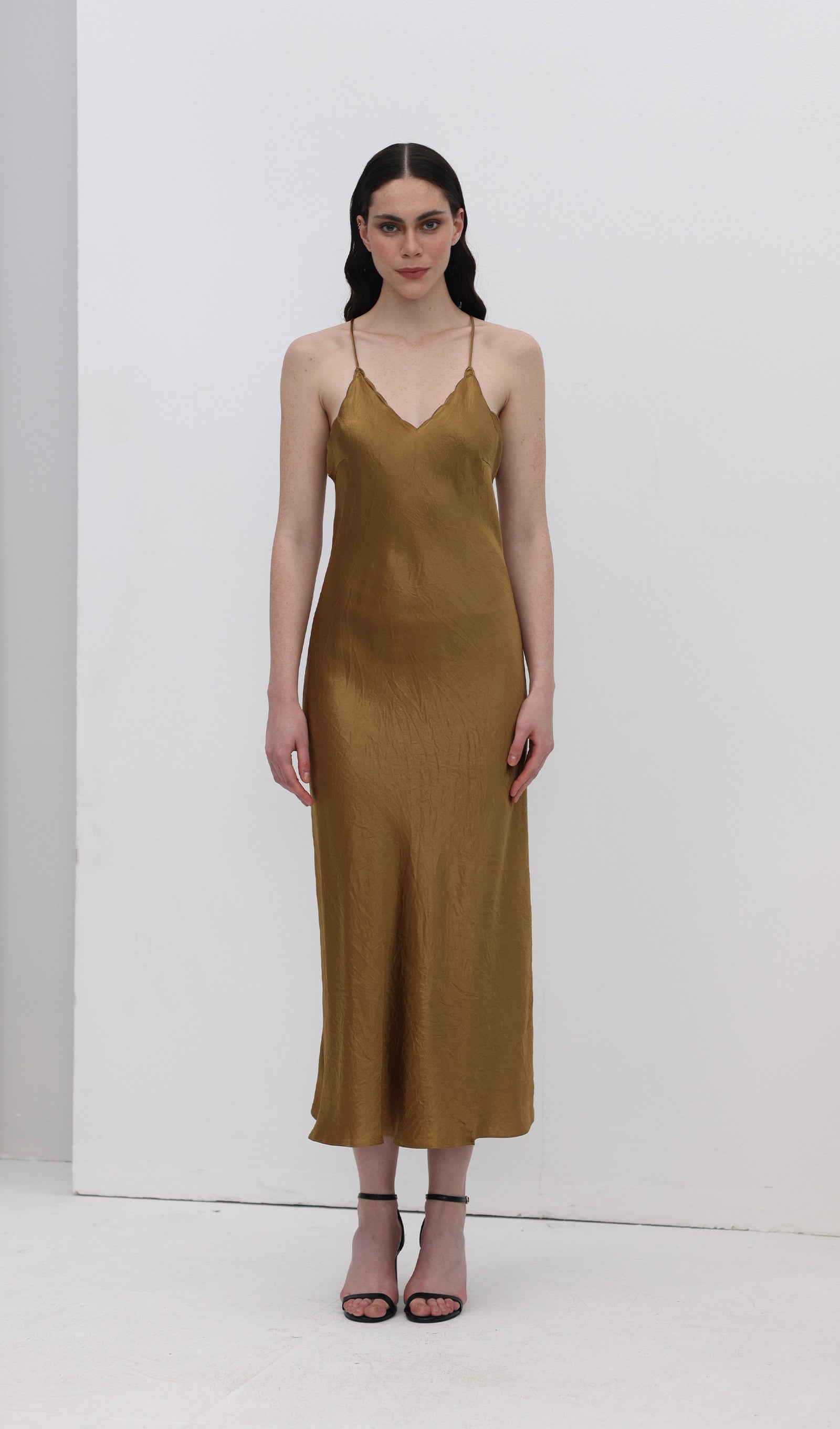 Acetate Sling Midi Dress