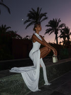 High-Neck Sleeveless High-Slit Dress