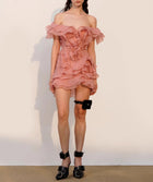 V-Neck Off-Shoulder Layered Ruffled Sleeveless Mini Dress