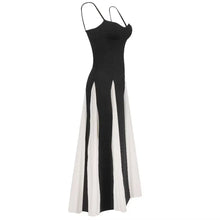 Black and White Pleated Chiffon Maxi Dress