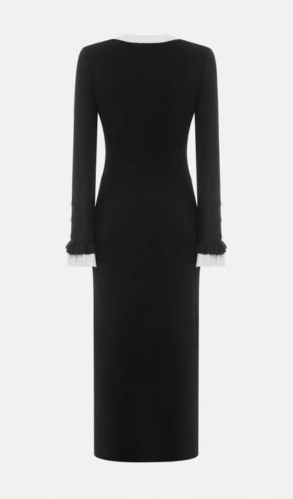 Knitted Contrasting Cuffs Maxi Dress