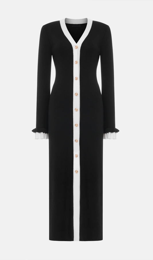 Knitted Contrasting Cuffs Maxi Dress