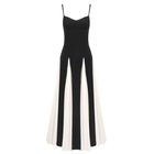 Black and White Pleated Chiffon Maxi Dress